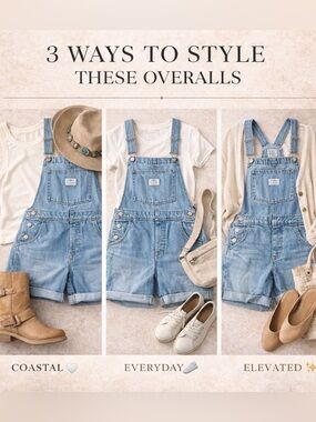 Levi Strauss Denim Short Overalls Light Wash Adjustable Straps